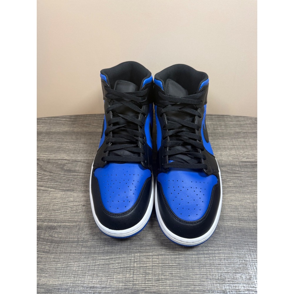 Jordan 1 Mid Hyper Royal Black Blue Sneakers 554724-077 Mens Size 13
